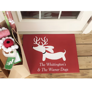 Paillasson Dachshund Christmas Reindeer Wiendeer Personnalise