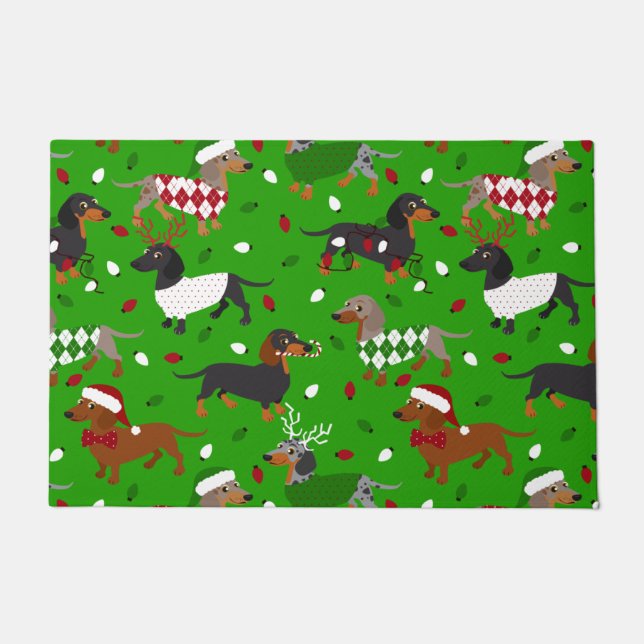 Paillasson Dachshund de Noël Tous les manteaux (Devant)