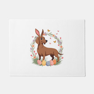 Paillasson Dachshund de Pâques vintage lapin chien avec œuf f