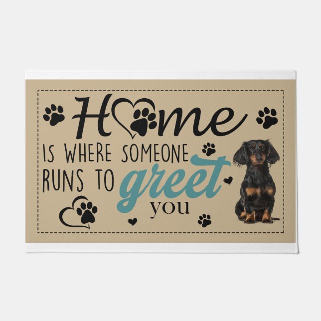 Paillasson Dachshund Home Est L'Endroit Où Quelqu'Un Se Rend  (Devant)