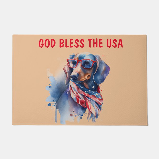 PAILLASSON DACHSHUND INDÉPENDANCE JOUR DOORMAT (Devant)