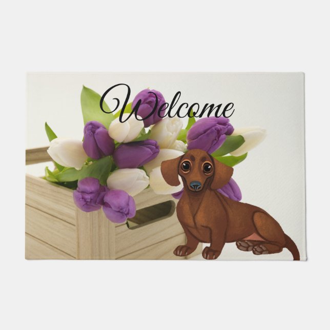 Paillasson Dachshund Porte Florale Mat (Devant)