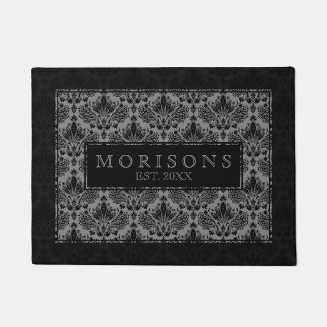 Paillasson Damas et cadre noirs et gris (Devant)