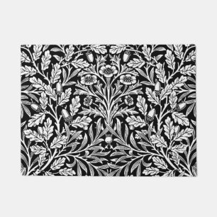 Paillasson Damassé florale de Nouveau d'art, noire et blanch