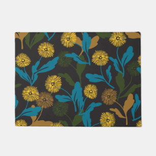 Paillasson Dandelion motif floral noir ver