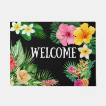 Paillasson de bienvenue aux fleurs tropicales