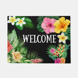 Paillasson de bienvenue aux fleurs tropicales