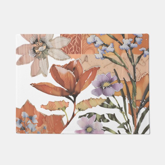 Paillasson Décor en terre cuite Fleur sauvage rustique (Devant)