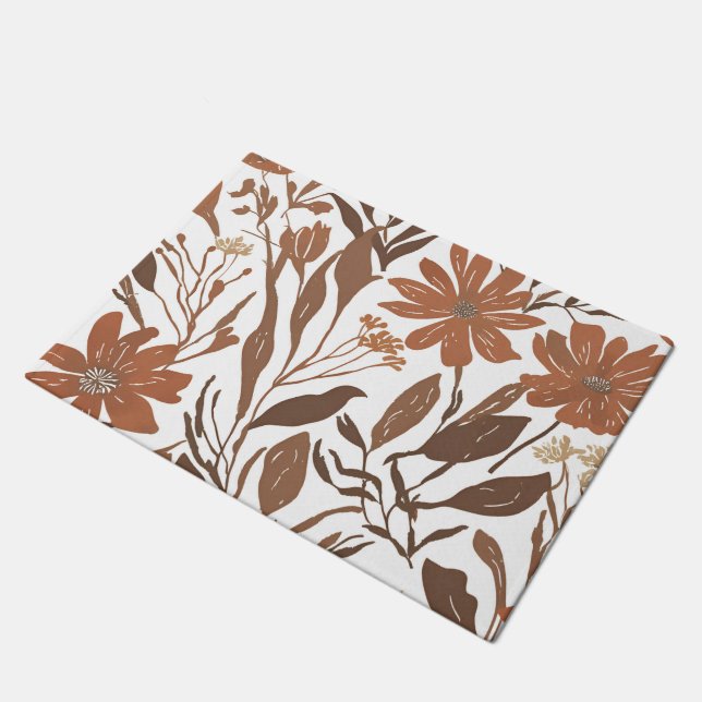 Paillasson Décor en terre cuite Fleur sauvage rustique (Incliné)