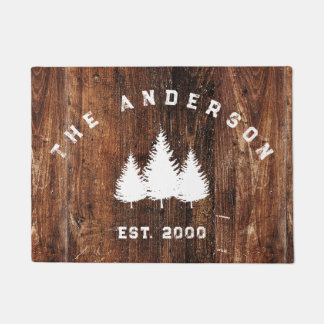 Paillasson Décor familial personnalisé Bois rustique