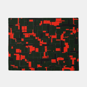 Paillasson Deep Army Green Red Black Abstrait