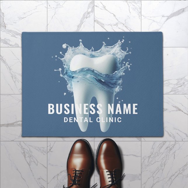 Paillasson Dentiste Bright Tooth & Water Bleu Bureau dentaire (Créateur téléchargé)