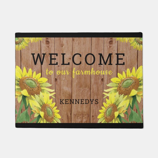 Paillasson Des Tournesols En Bois Russe Bienvenue Dans Notre  (Devant)