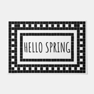 Paillasson Design de carreaux noir et blanc printemps