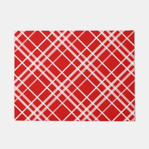 Paillasson Design de Motif en Tartan blanc rouge