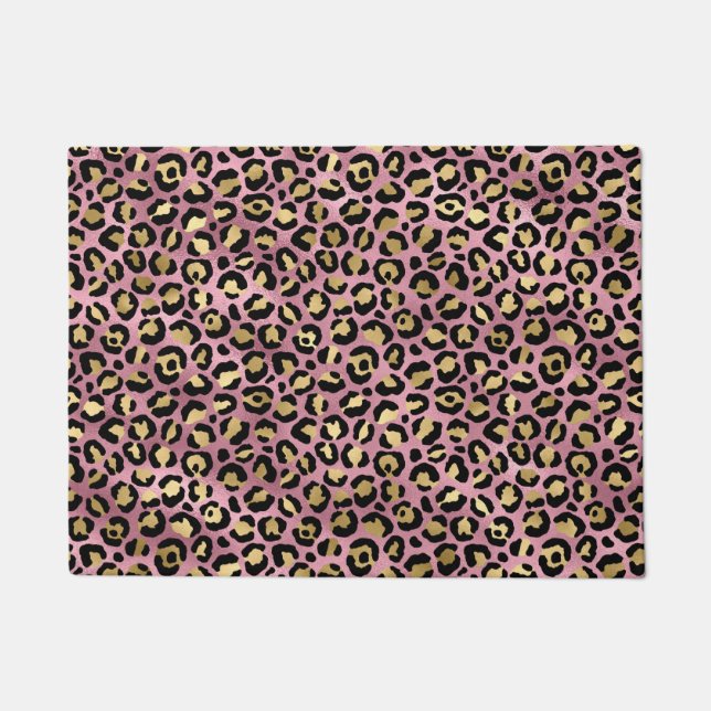 Paillasson Design de série Leopard rose et or 15 (Devant)