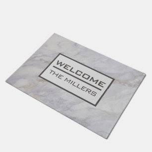 Paillasson Design élégant en marbre gris et beige