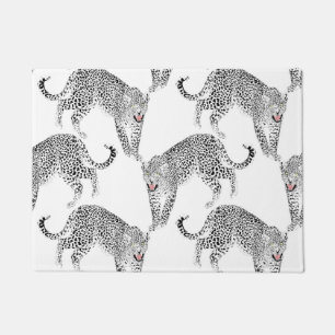Paillasson Design élégant en noir et blanc léopard rose