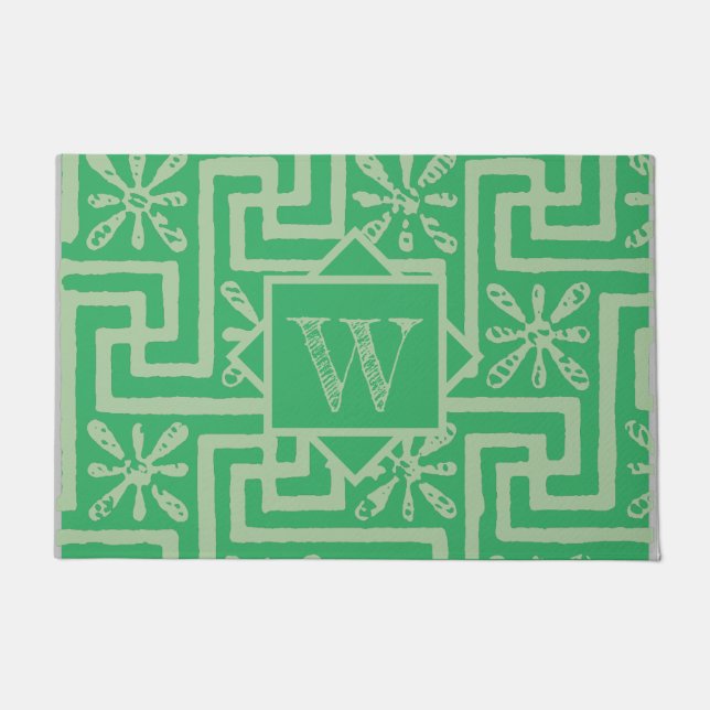 Paillasson Design moderne vert vert vert vert clé motif monog (Devant)