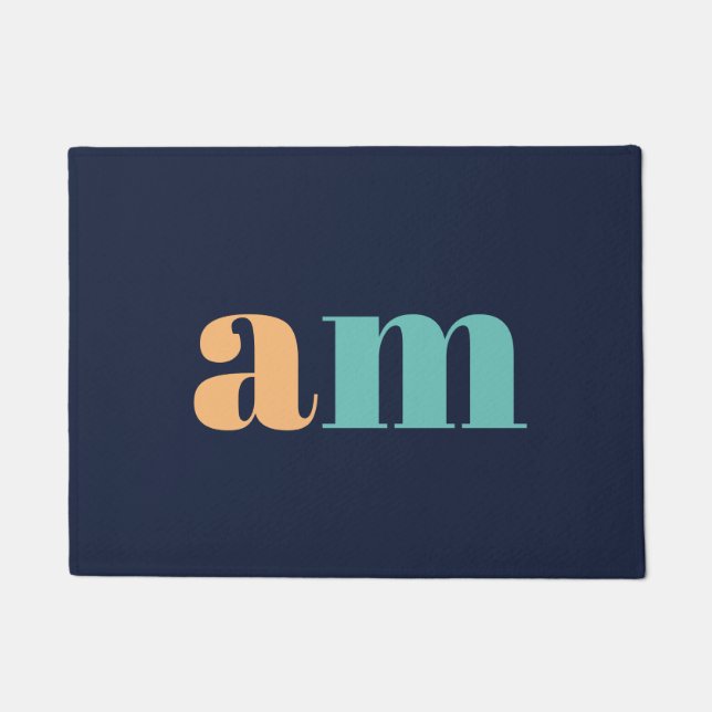 Paillasson Design monogramme élégant et turquoise (Devant)