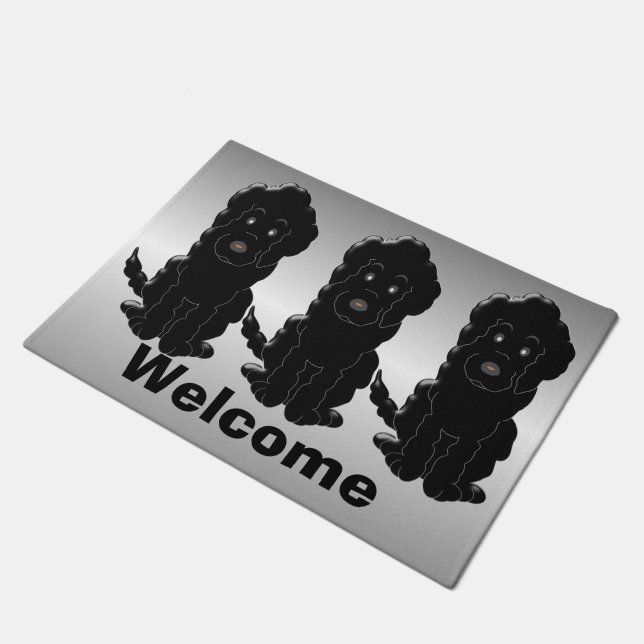 Paillasson Design personnalisé Black Goldendoodle Dog (Incliné)
