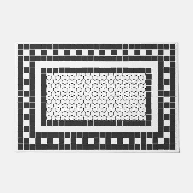 Paillasson Design simple en carreaux noir et blanc Motif (Devant)