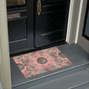 Paillasson Design tendance métal or et rose Mandala