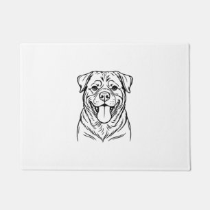 Paillasson Dessin au trait de chien Rottweiler � ligne d'art 