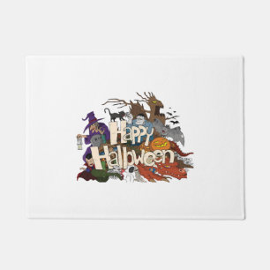 Paillasson dessin d'halloween pour invitations happy hallowee