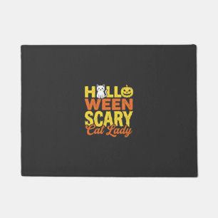 Paillasson Dessin Halloween Dame Chat Effrayant_1
