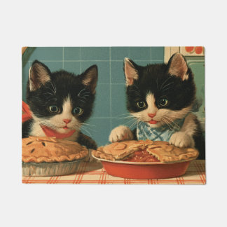 Paillasson Deux chatons mignons en smoking préparant des tart