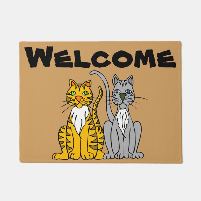 Paillasson Deux chats accueillent le mât (Devant)