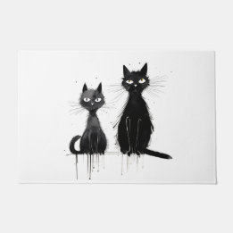 Paillasson Deux chats noirs