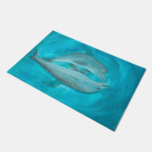 Paillasson Deux dauphins jouant sauvage et libre dans l'océan
