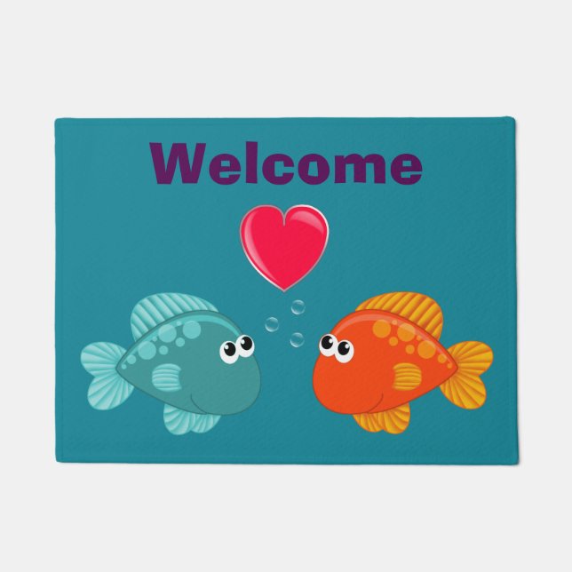 Paillasson Deux mignonette Cartoon Love Bubble Fish (Devant)
