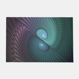 Paillasson Deux spirales colorées art fractal abstrait modern