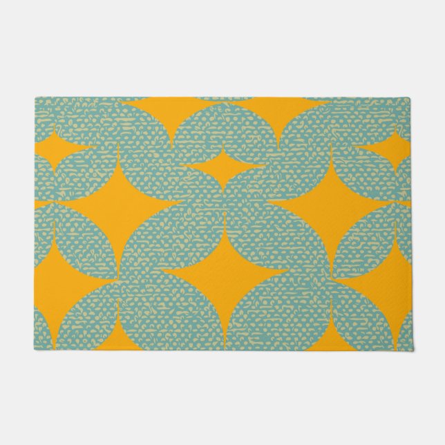 Paillasson Diamant turquoise moderne du milieu du siècle (Devant)