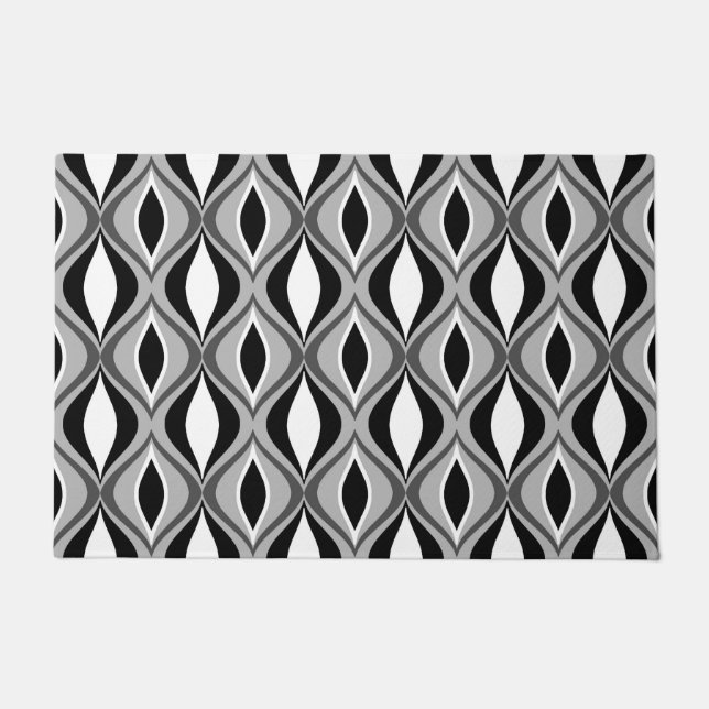 Paillasson Diamants modernes du milieu du siècle, noir, blanc (Devant)
