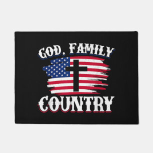 Paillasson Dieu Famille Pays American Drapeau Croix Christian