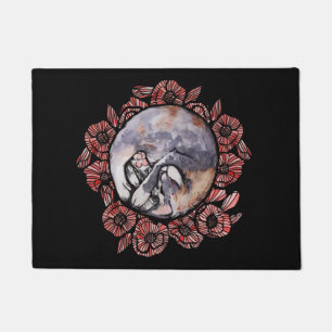 Paillasson Dilute Calico Kitty Cat Red Poppy Flower Cats