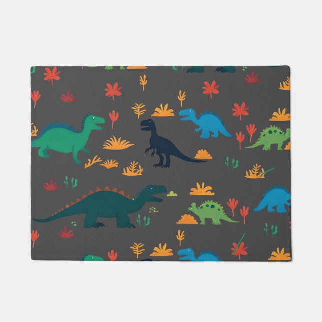 Paillasson Dinosaures colorés mignon Motif (Devant)