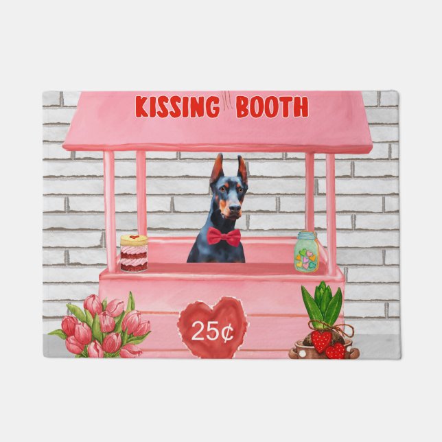 Paillasson Doberman Chien Valentine's Day Kissing Booth (Devant)