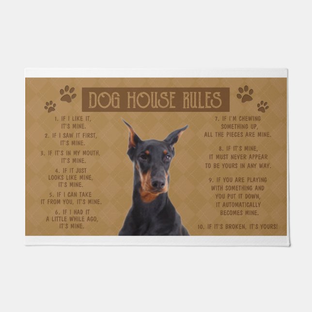 Paillasson Doberman Dog House Rules, If It Broken, It’s Your (Devant)