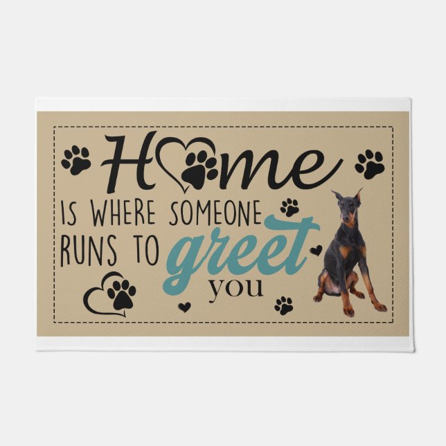 Paillasson Doberman Home Est L'Endroit Où Quelqu'Un Se Rend P (Devant)