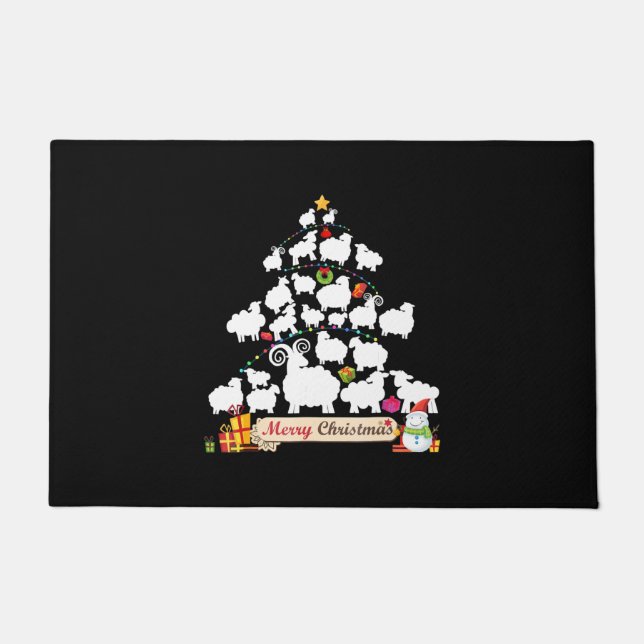 Paillasson Don d'arbre de Noël mouton | Drôle cadeau de Noël (Devant)