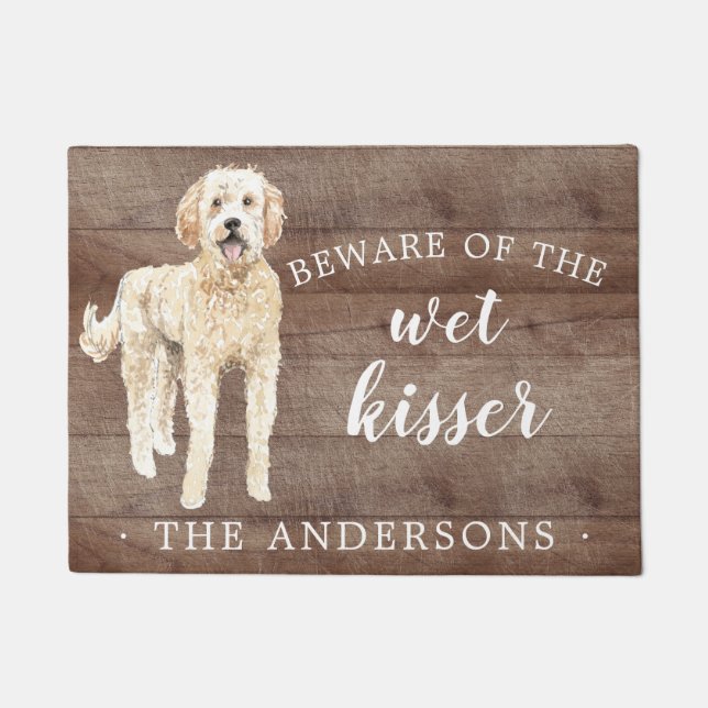 Paillasson Doodle doré Chien Porte Mat personnalisé (Devant)
