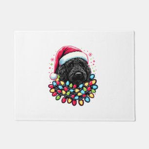 Paillasson Doodle noir Labradoodle Noël Arbre de Noël Lumière