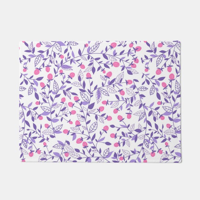 Paillasson Doodles floraux rose et violet (Devant)