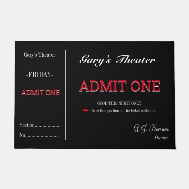 Paillasson Doormat Home Movie Theater TV Room Ticket Rug (Devant)