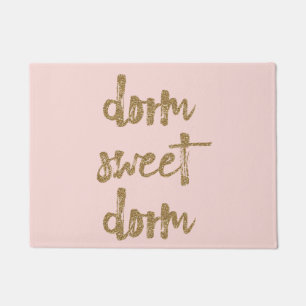 Paillasson Dorm Sweet Dorm Chambre Décor rose et or